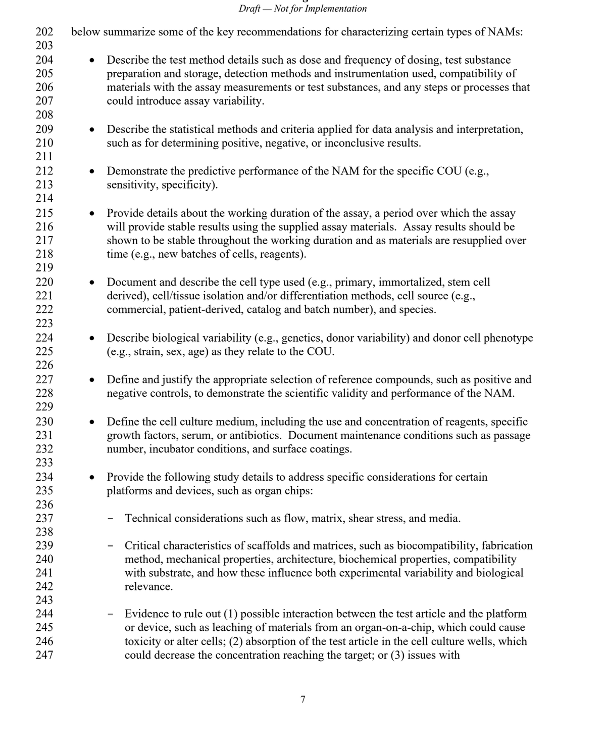 FDA 草案指南第 7 页:适用场景(COU)的示例,含「帮助支持证据权重方法」
